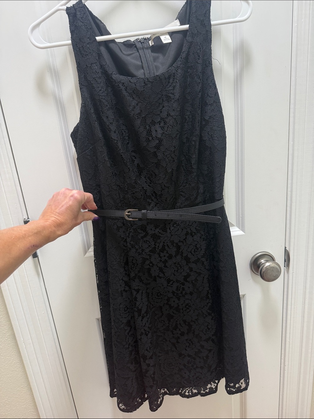 LC Lauren Conrad Black Lace Midi Dress with Belt